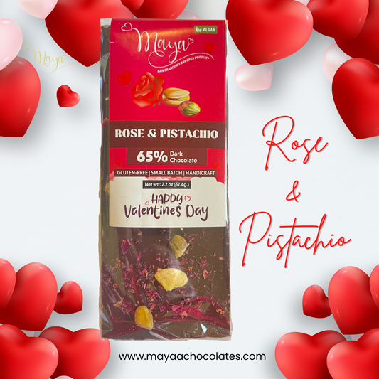 Valentine's Rose & Pistachio Premium Dark Chocolate Bar